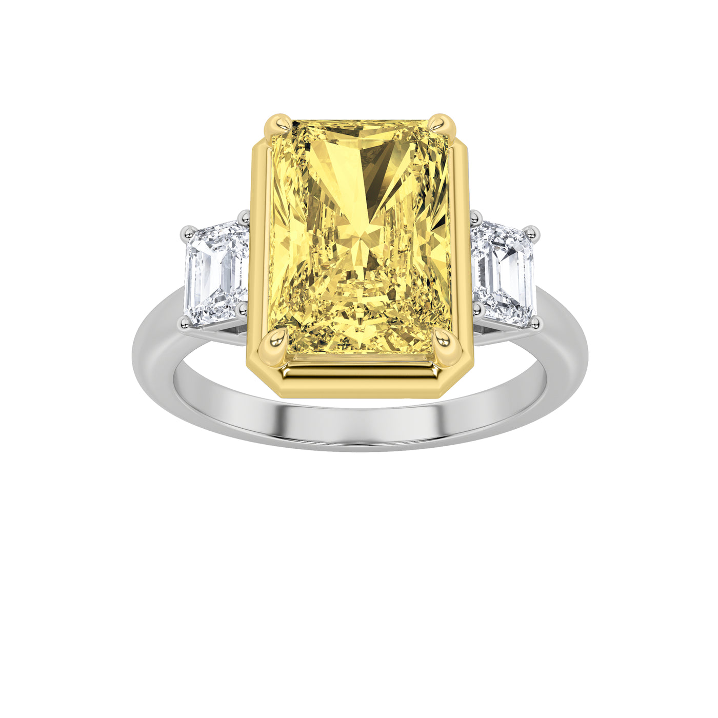 14K WY 3.5ct Lab Diamond Three-Stone Ring