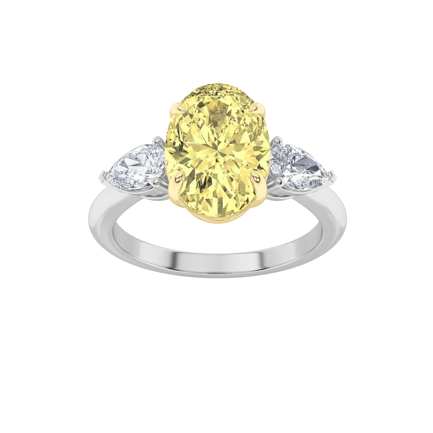 14K WY 3.5ct F+VS+ Lab Diamond Oval Engagement Ring