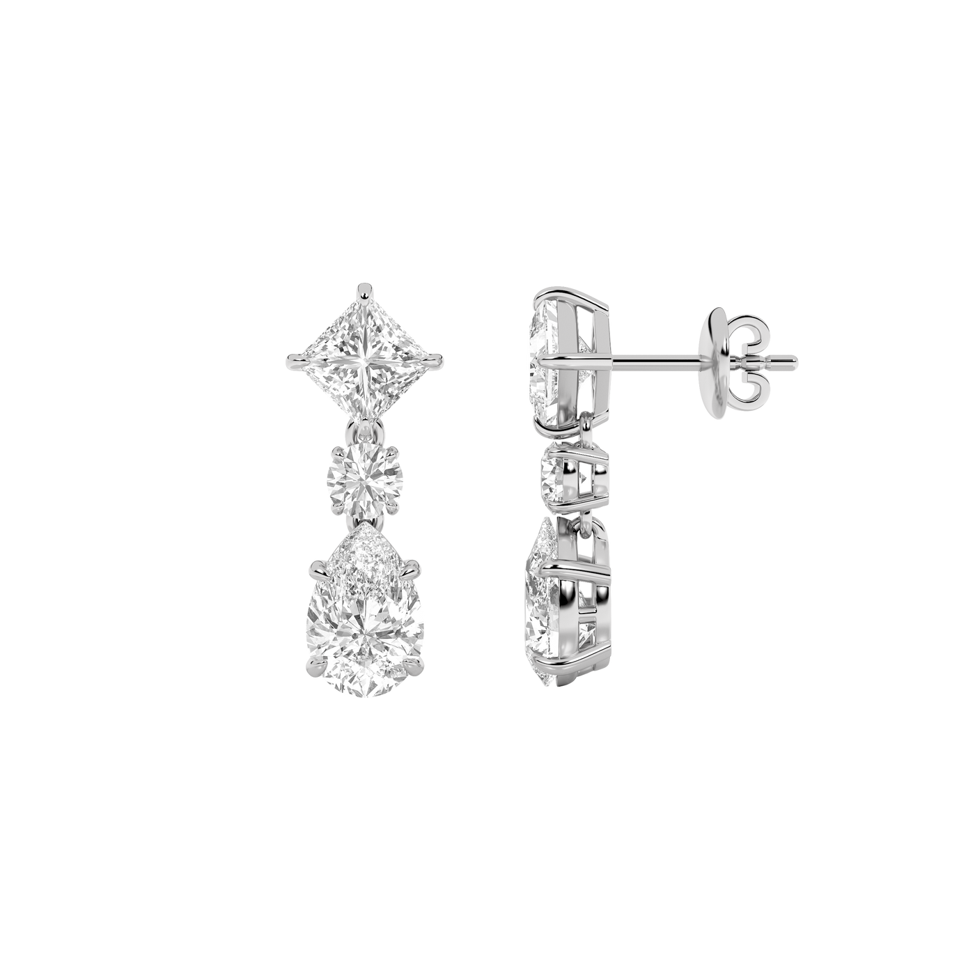 14KW 5ctw F+VS Lab Diamond Dazzling Drop Earrings