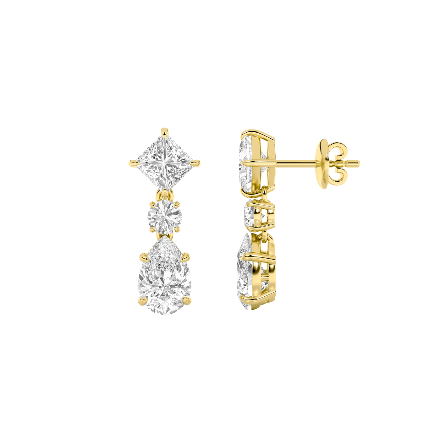 14KY 1ct Lab Diamond Precision Dangle Drop Earrings