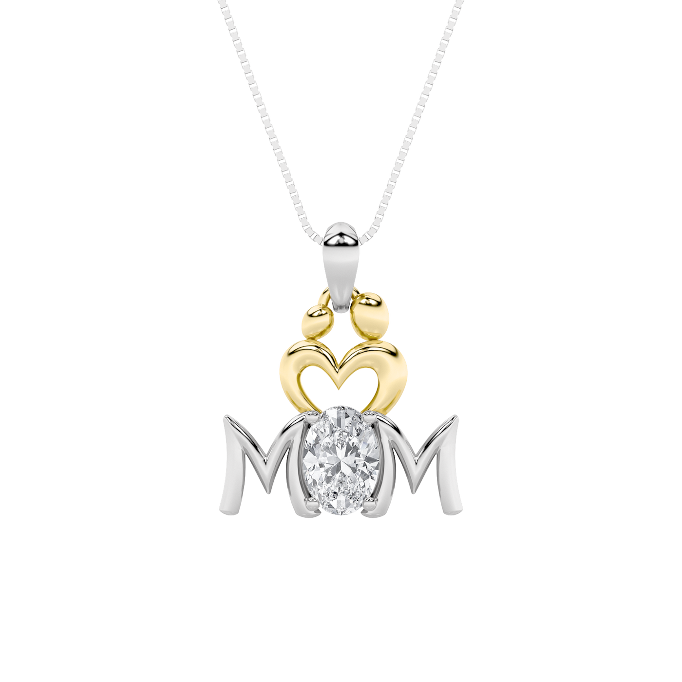 14K WY 1ct Lab Diamond Oval Pendant