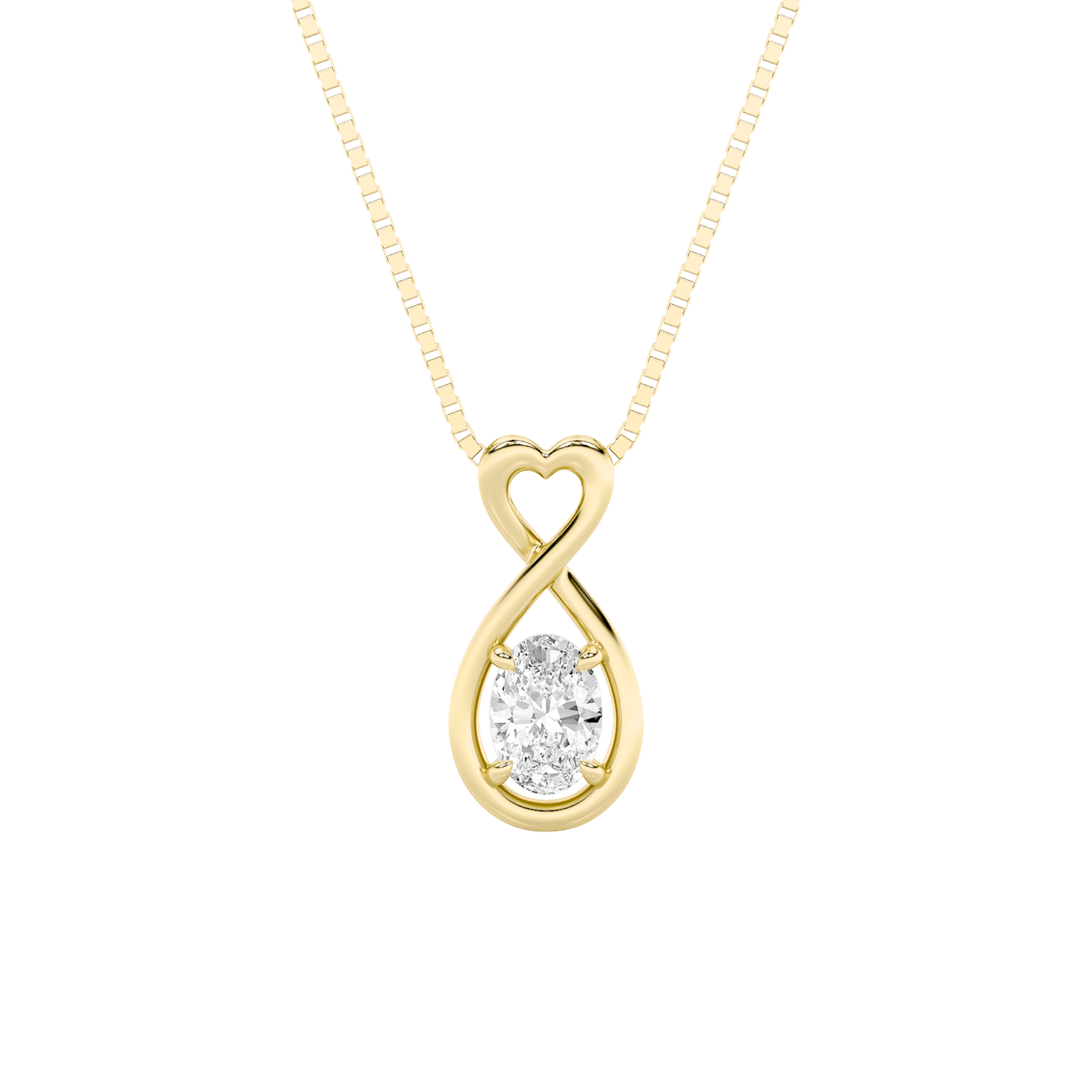 14KY 1ct Lab Diamond Oval Solitaire Pendant