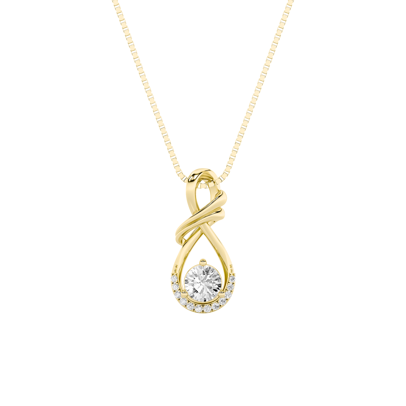 14K Yellow Gold Lab Diamond Halo Pendant 1ctw