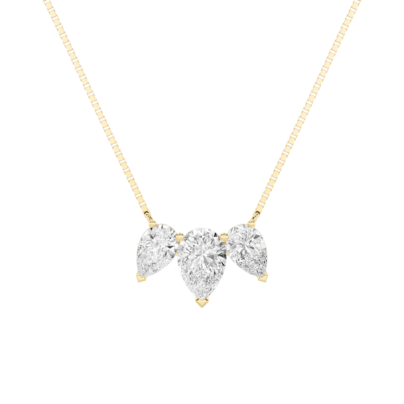 14KY 3ct Lab Diamond Three-Stone Pendant Necklace