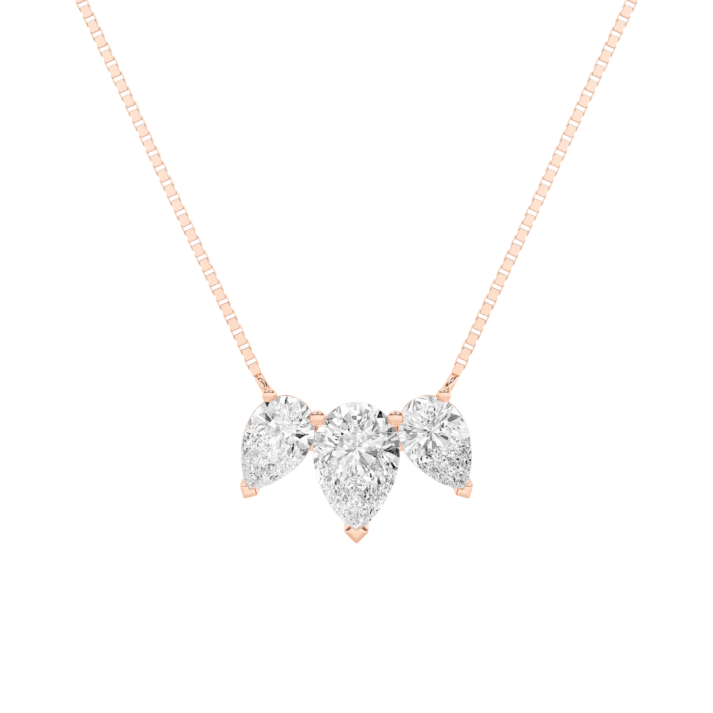 14KR 4ctw Lab Diamond Three-Stone Pendant Necklace