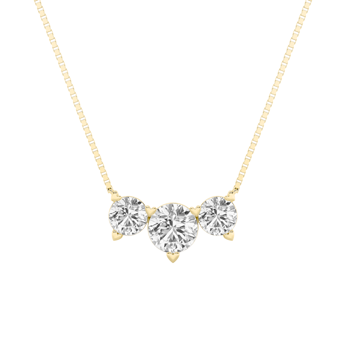 14K Yellow Gold 2ct Lab Diamond Three-Stone Pendant