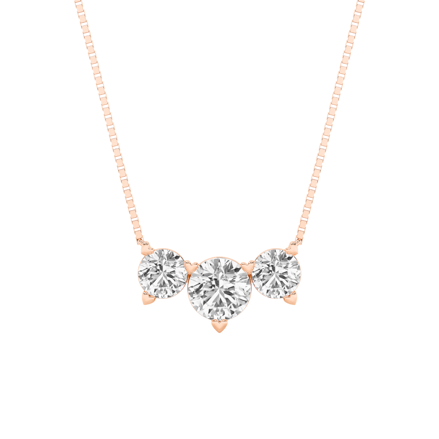 14KR 2ctw Lab Diamond Three-Stone Pendant Necklace