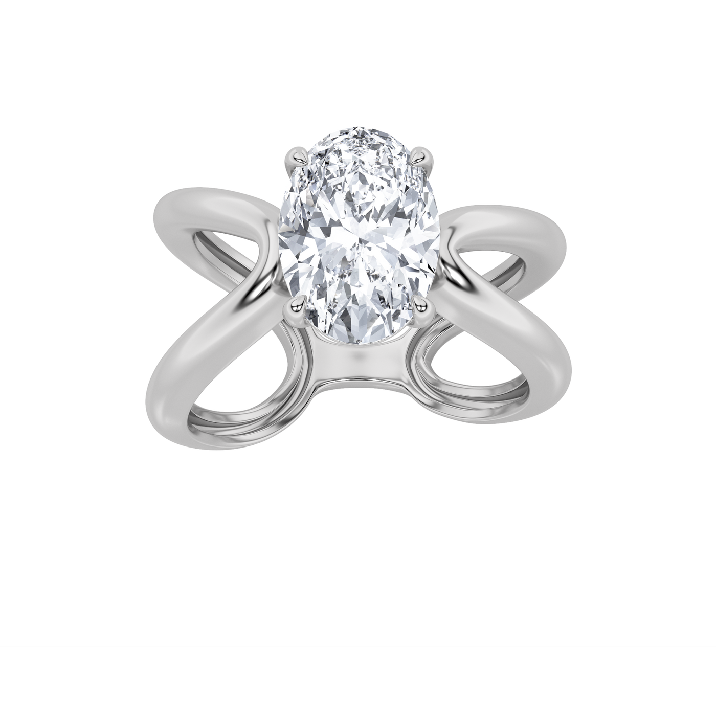 14K White Gold 2ct Lab Grown Oval Diamond Solitaire Ring