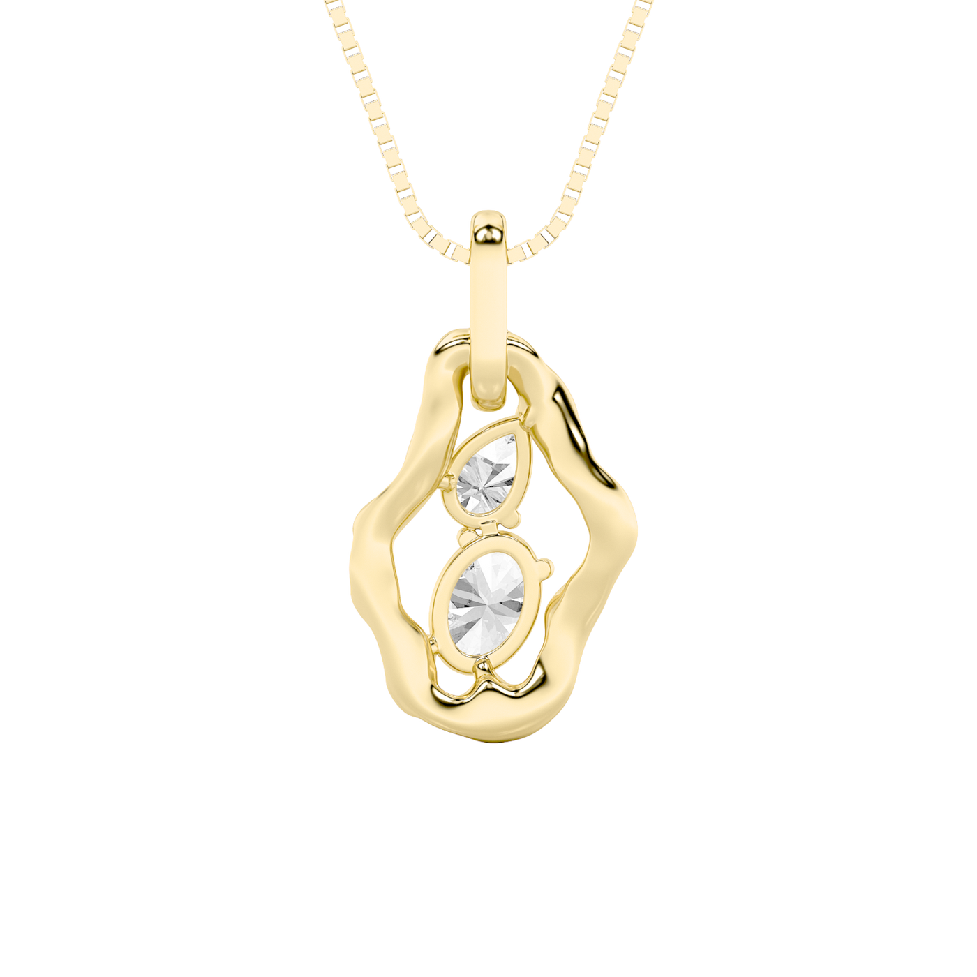 14KY 1ct Oval Lab Diamond Pendant in F+VS+ Grade