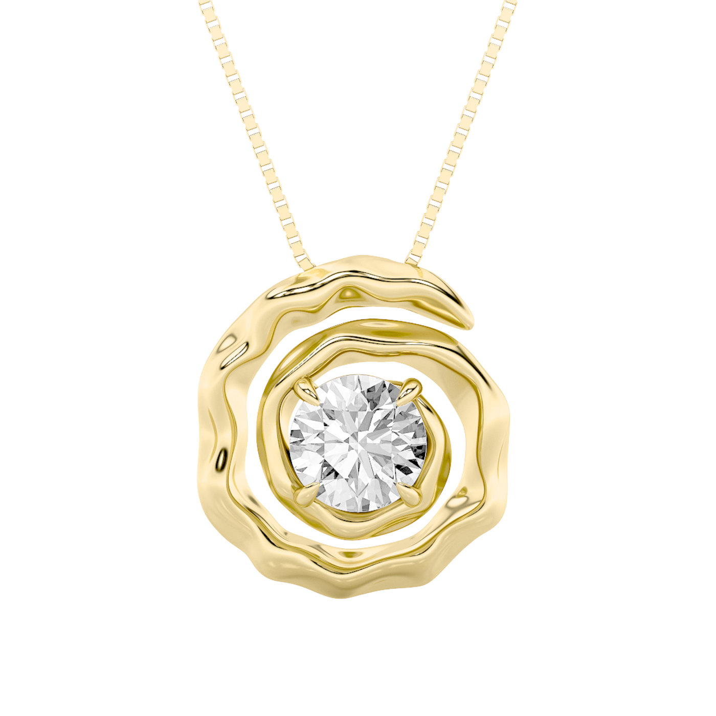 14KY 1ct Lab Diamond Pendant Contemporary Solitaire