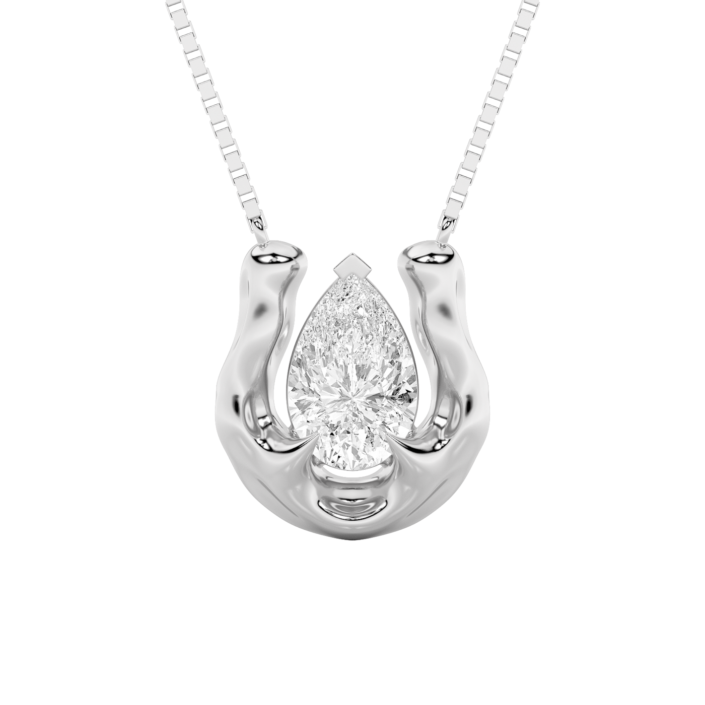 14K White Gold Lab Diamond Solitaire Pendant 1ct