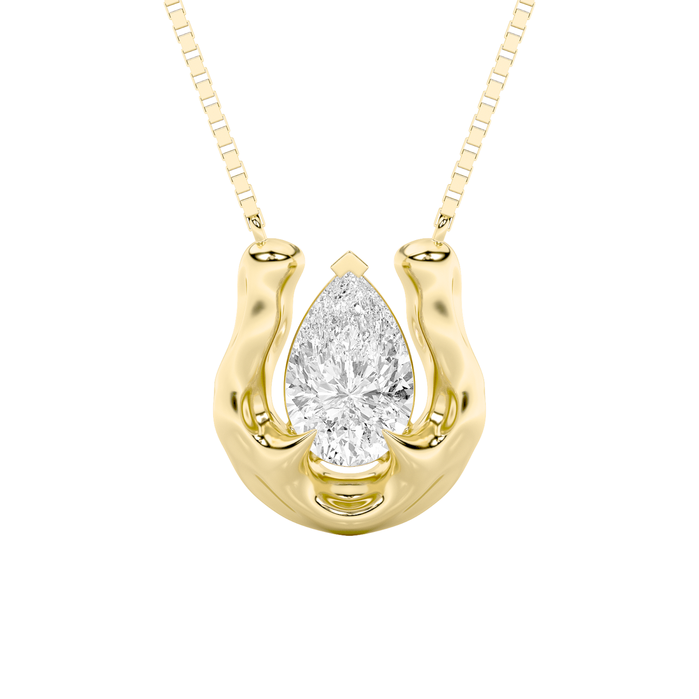 14KY 1ct Lab Diamond Solitaire Pendant Necklace