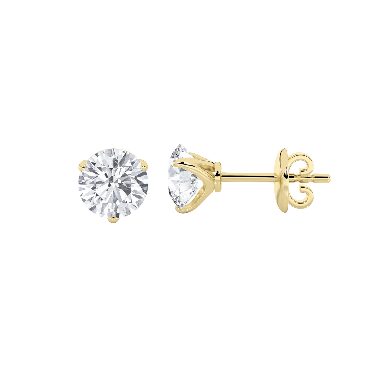 14KY Lab Diamond Stud Earrings 3ctw F+VS+ Certified