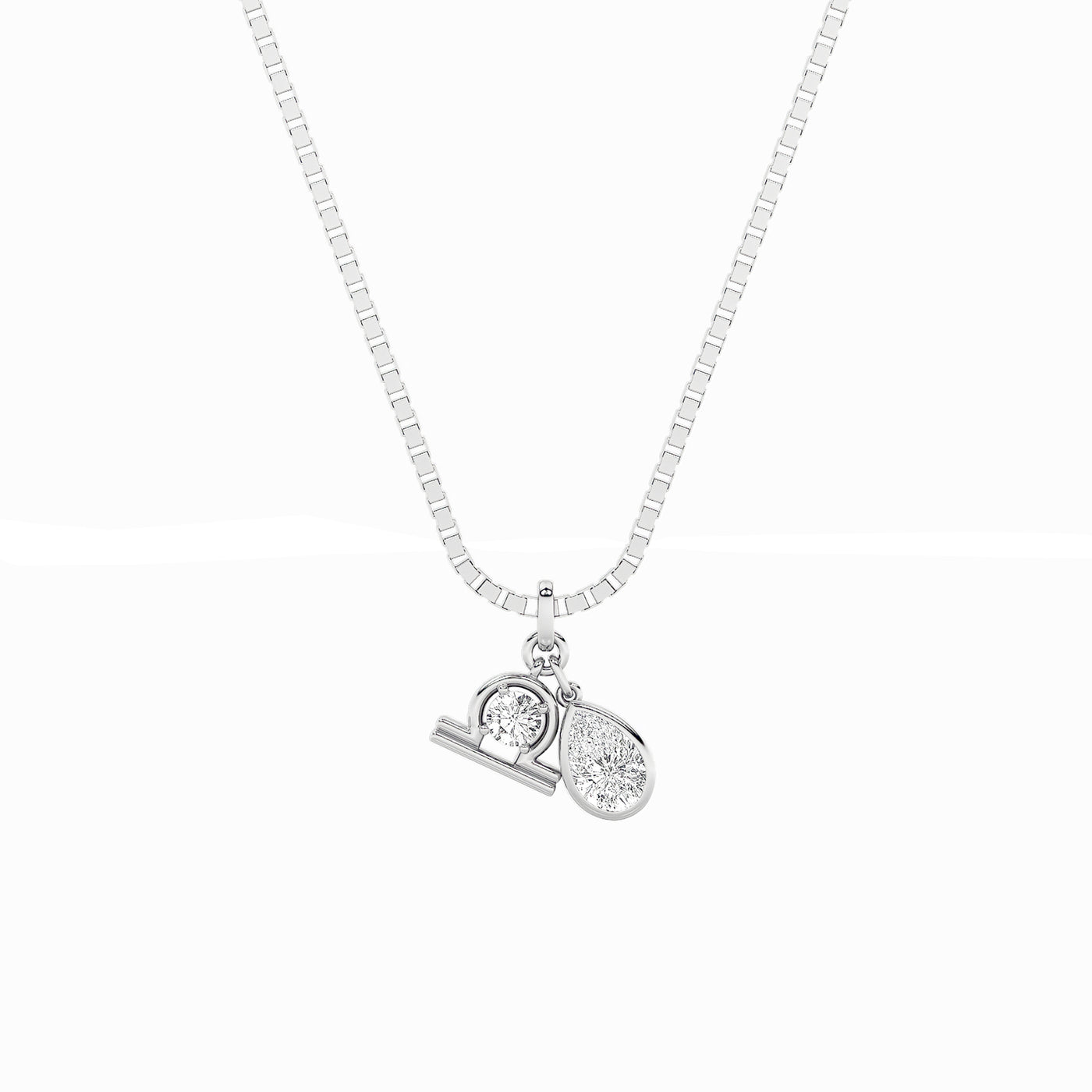 14KW 1ct Lab Diamond Pear Solitaire Pendant Necklace
