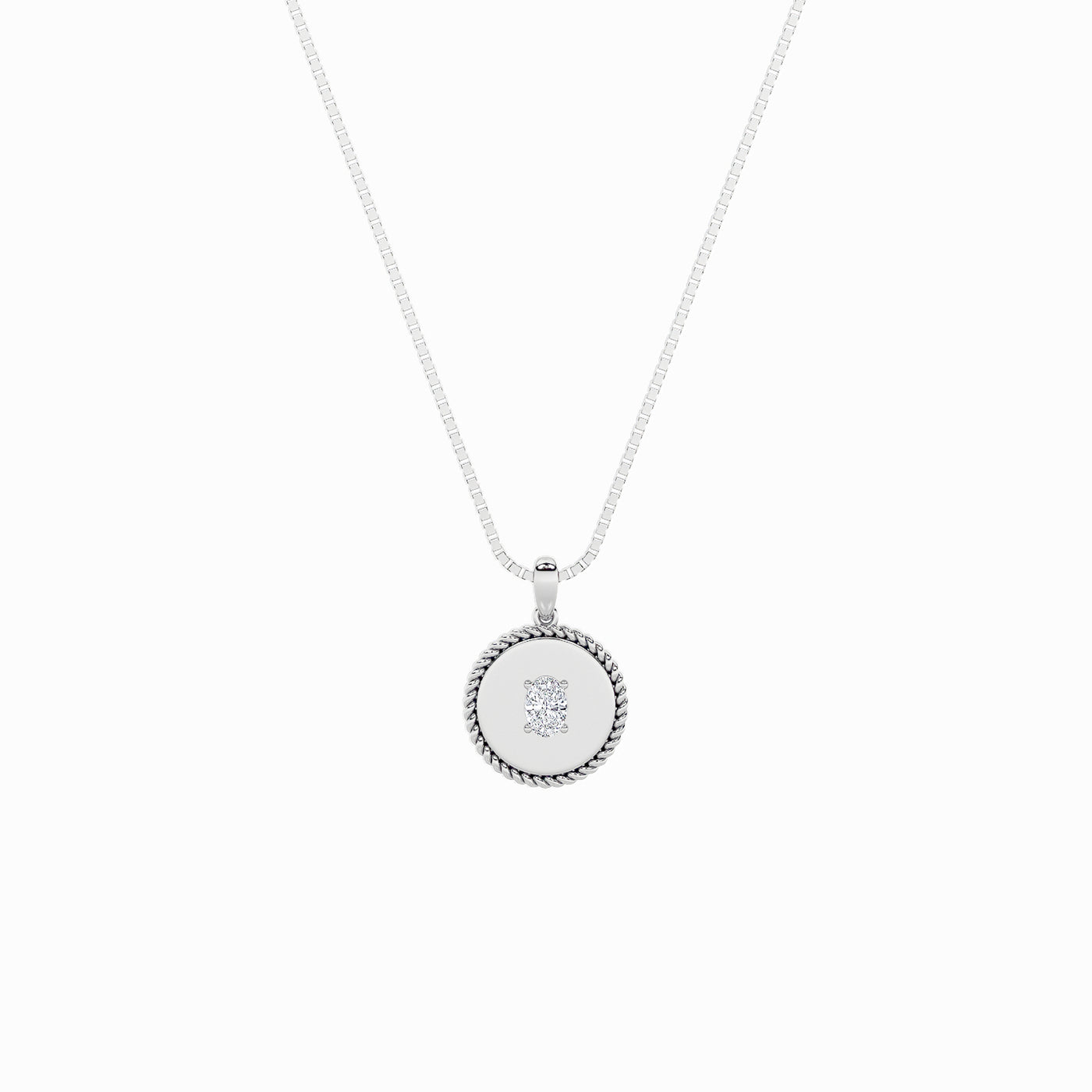14K White Gold 0.50ct Lab Diamond Oval Pendant