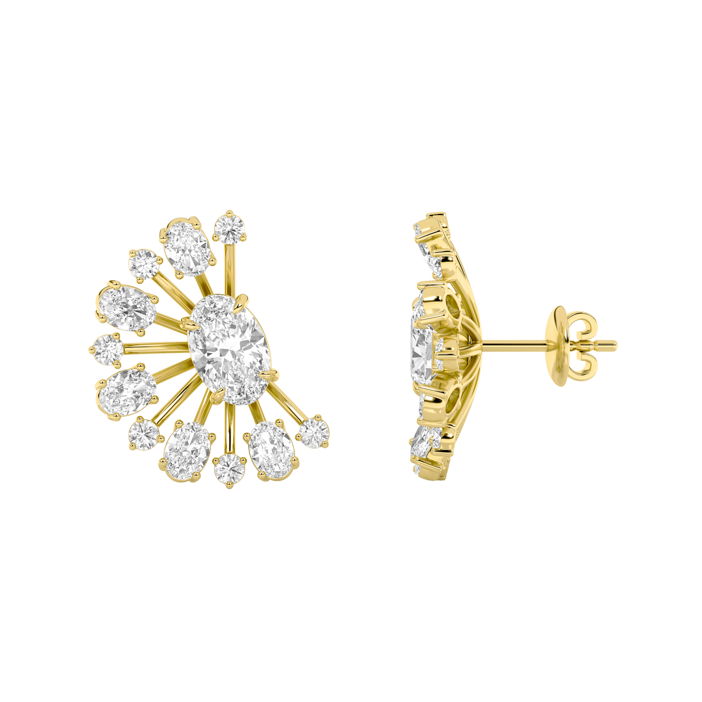 14KY 4.75ctw Lab Diamond Oval Cluster Earrings