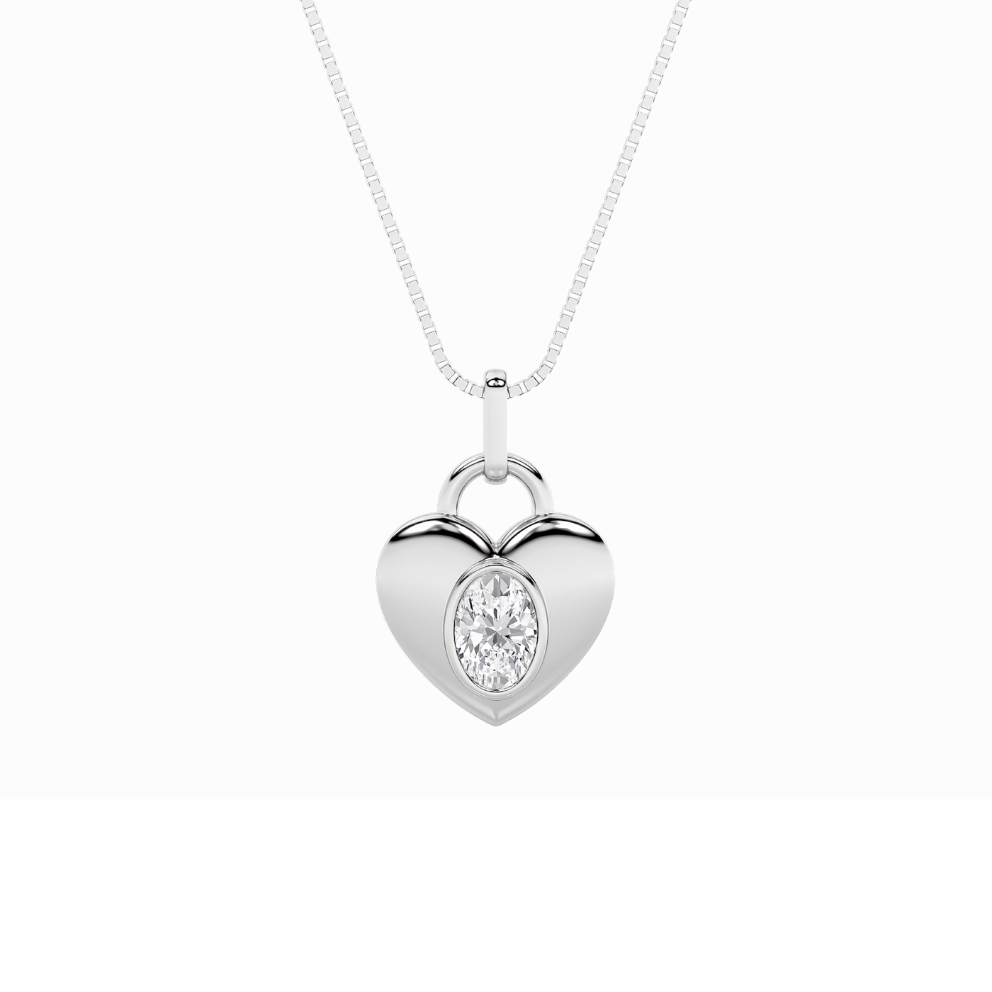 14K White Gold Lab Diamond Solitaire Pendant 0.97ct