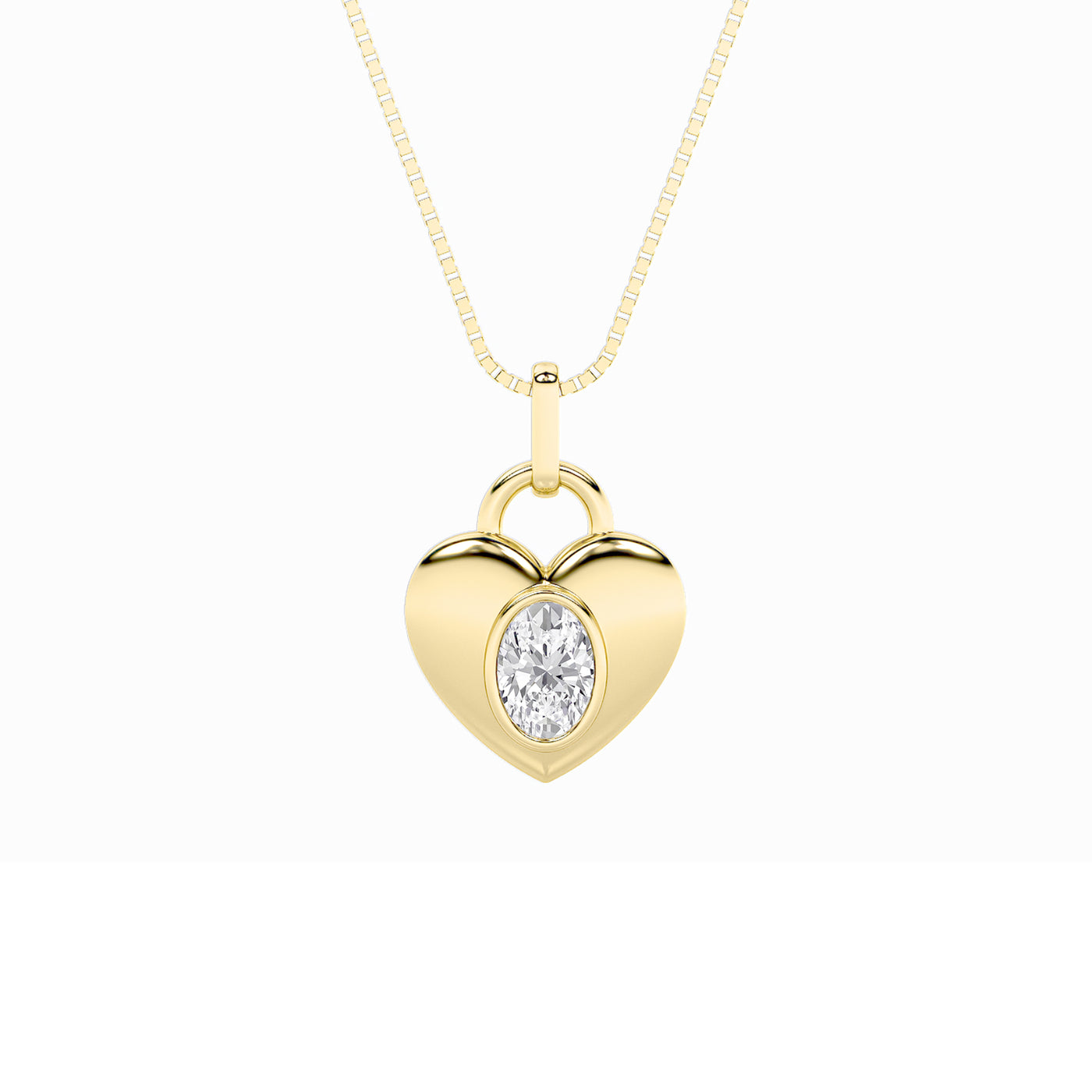 14KY 1ct Lab Diamond Oval Solitaire Pendant