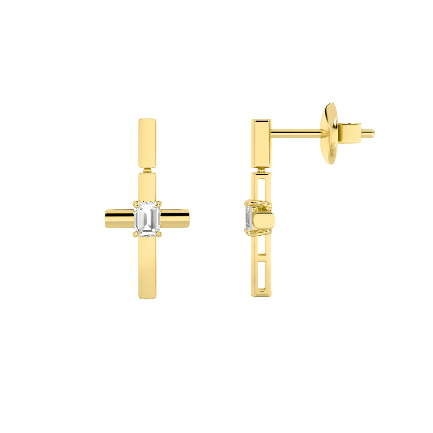 14KY 0.5ct Lab Diamond Emerald Stud Earrings