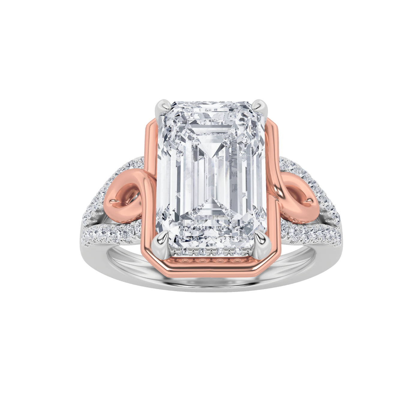 14K White Gold Lab Diamond Emerald Ring 4.27ct
