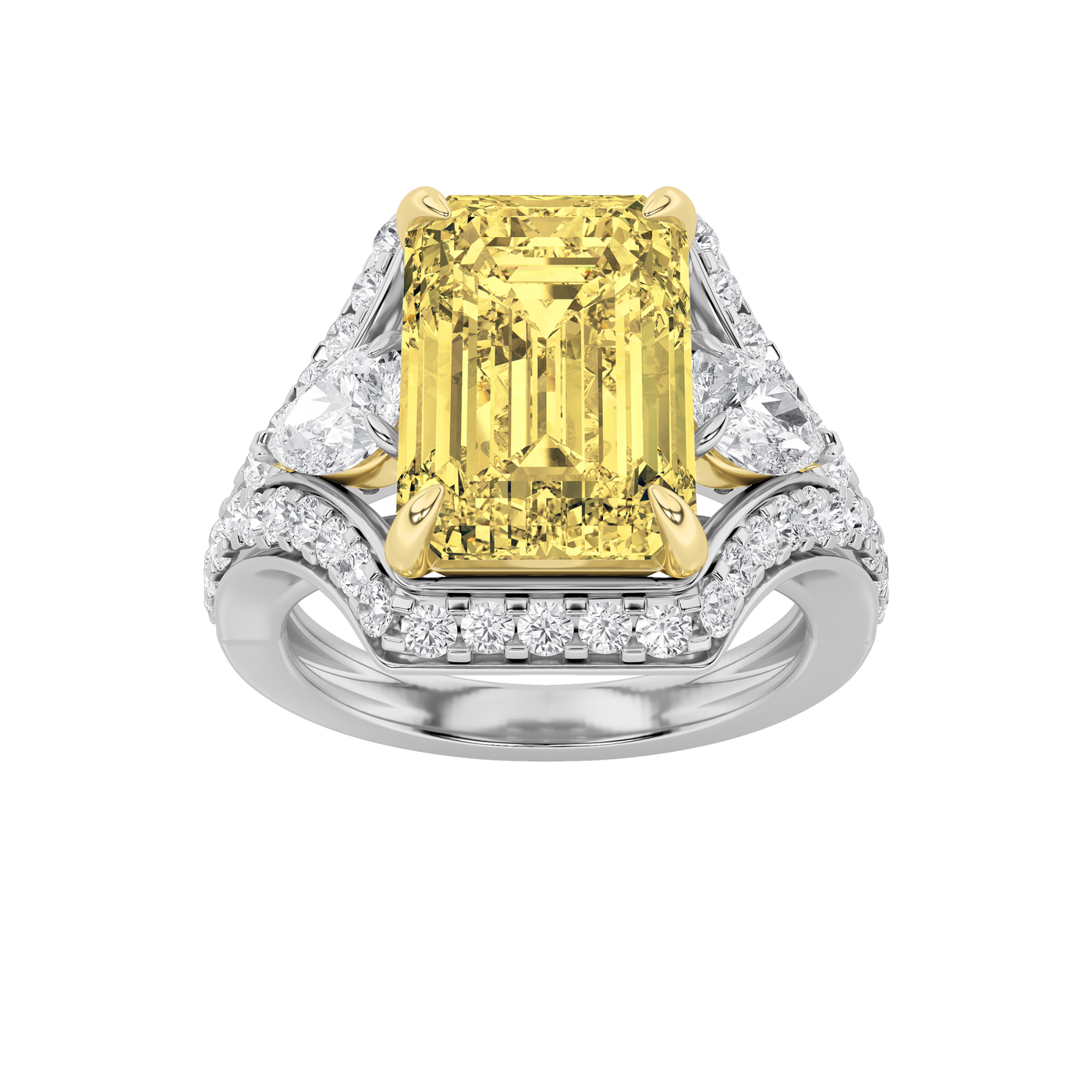 14KW 6.33ct Lab Diamond Emerald Halo Ring Sz 7