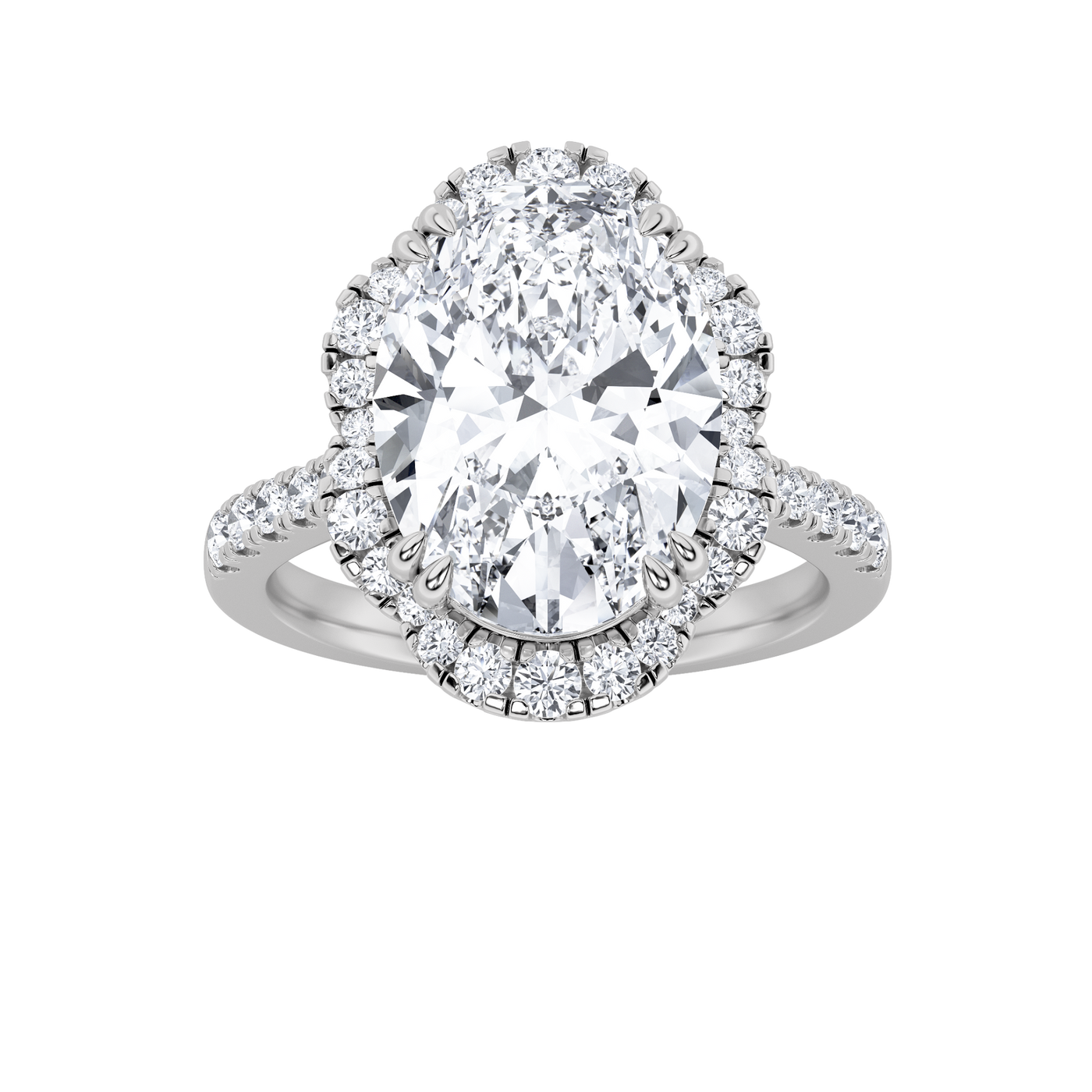 14KW 4.5ct Lab Diamond Oval Halo Engagement Ring
