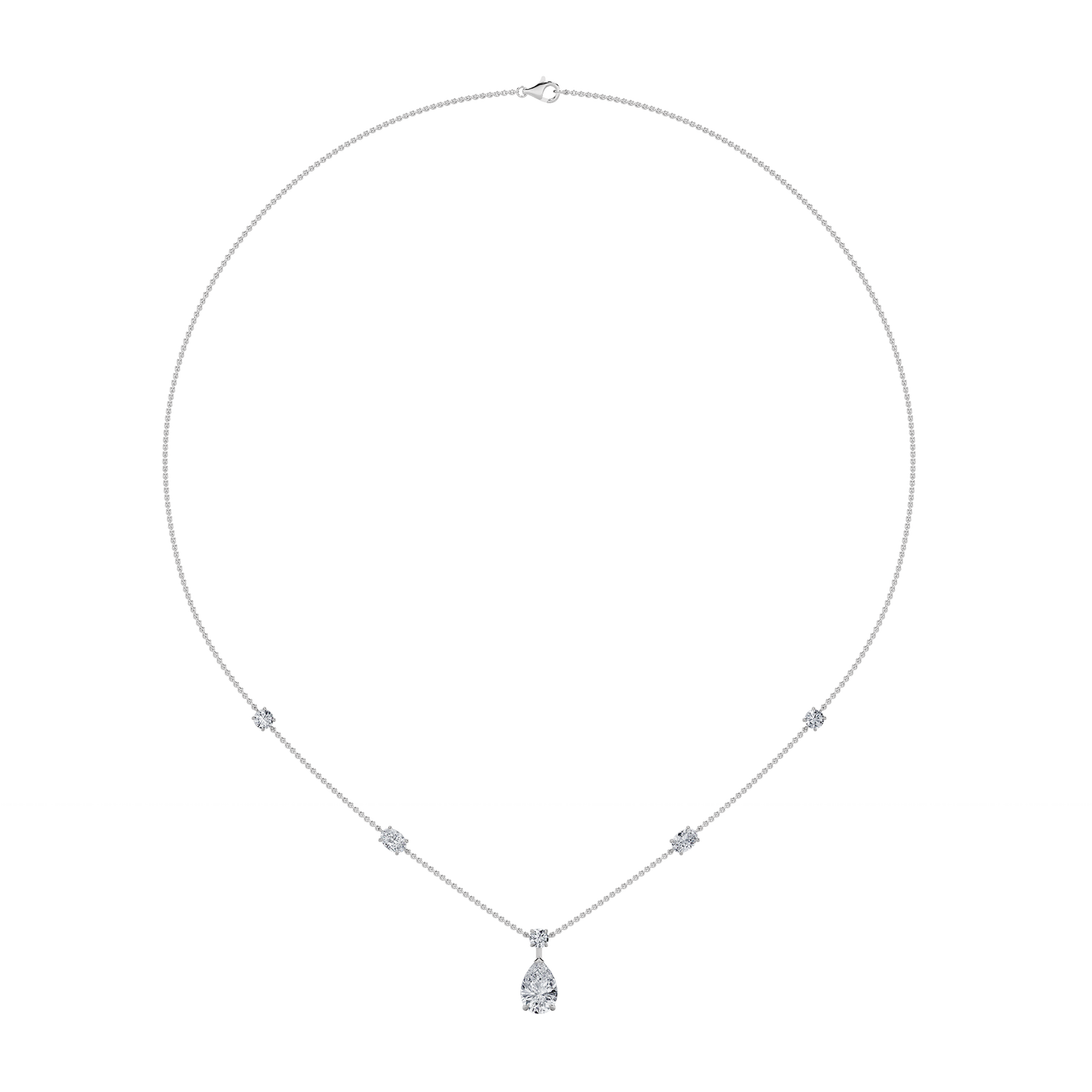 14KW 3ct Lab Diamond Princess Station Necklace