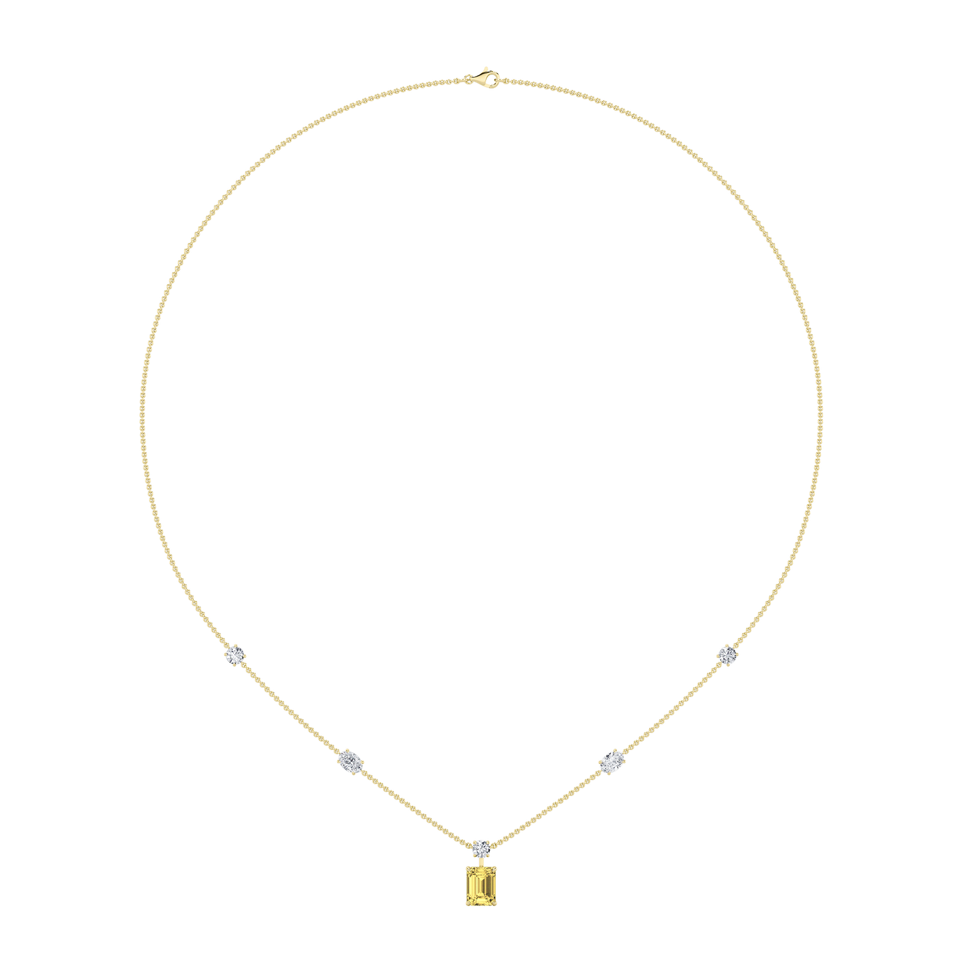 14KY 3ct Lab Diamond Radiant Station Necklace