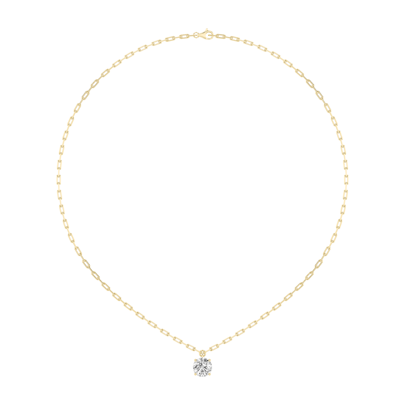 14K Yellow Gold Lab Diamond Solitaire Necklace 2ct