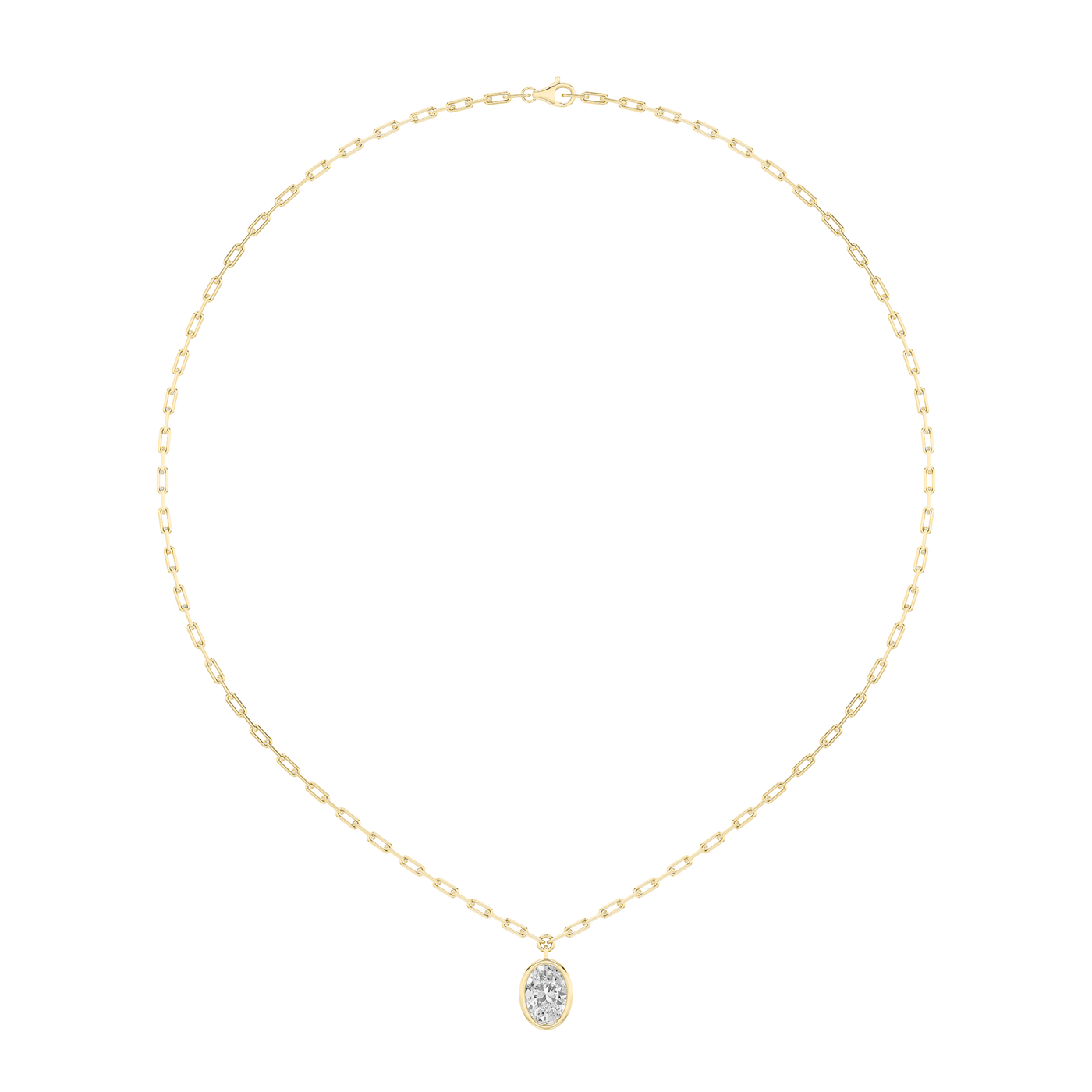 14KY 2ct Lab Oval Diamond Station Necklace