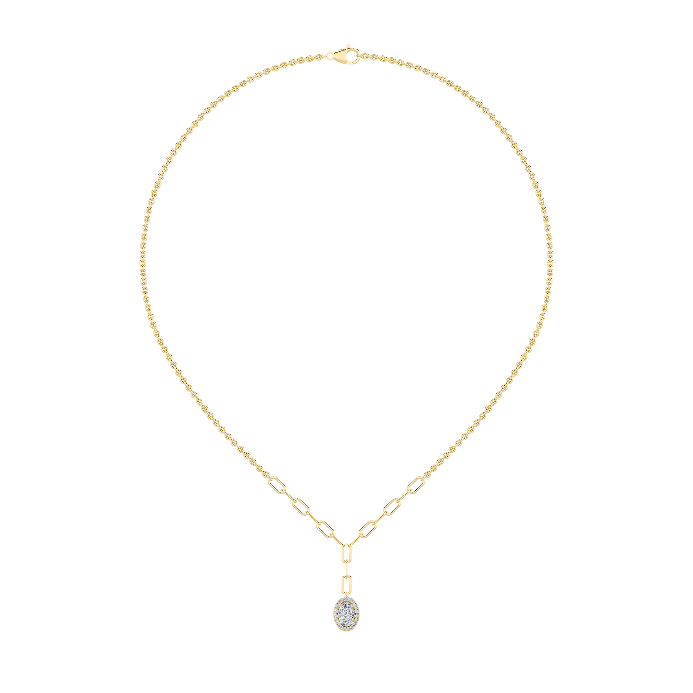 14KY 1.5ct Lab Diamond Oval Pendant Necklace