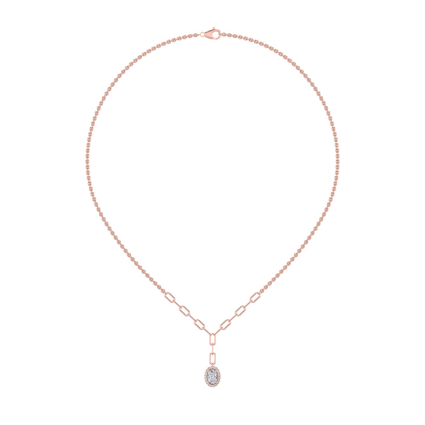 14KR 1.5ct Lab Diamond Station Necklace 18""
