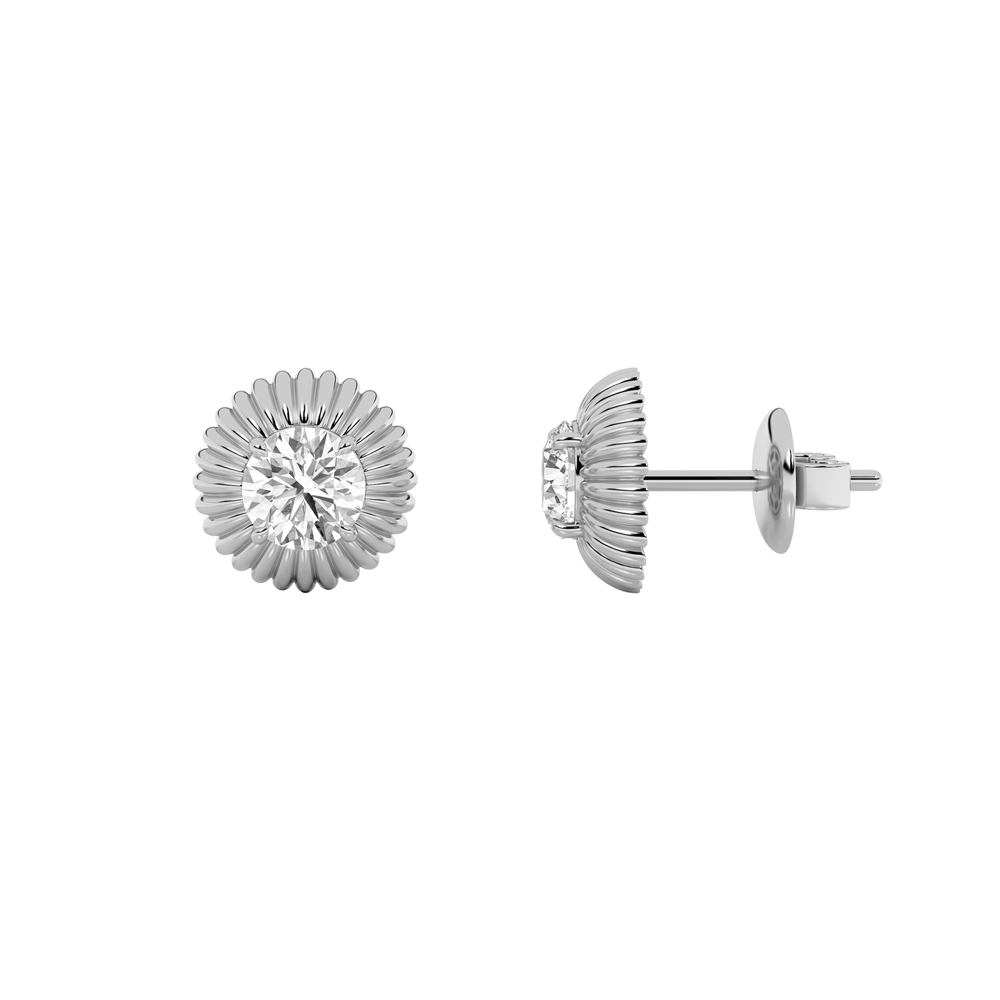 14K White Gold Lab Diamond Stud Earrings 2ctw