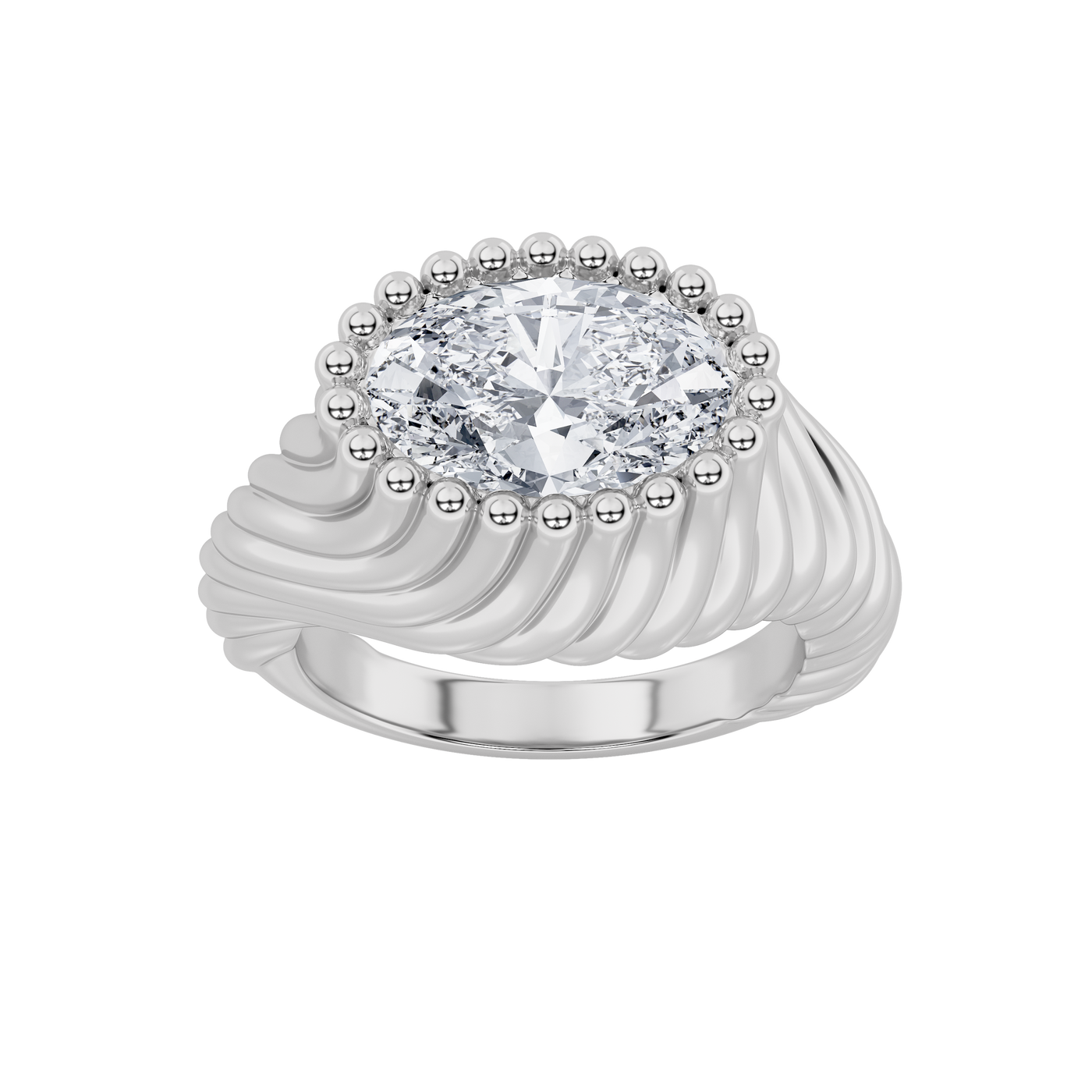 14K White Gold 2ct Lab Diamond Oval Halo Ring
