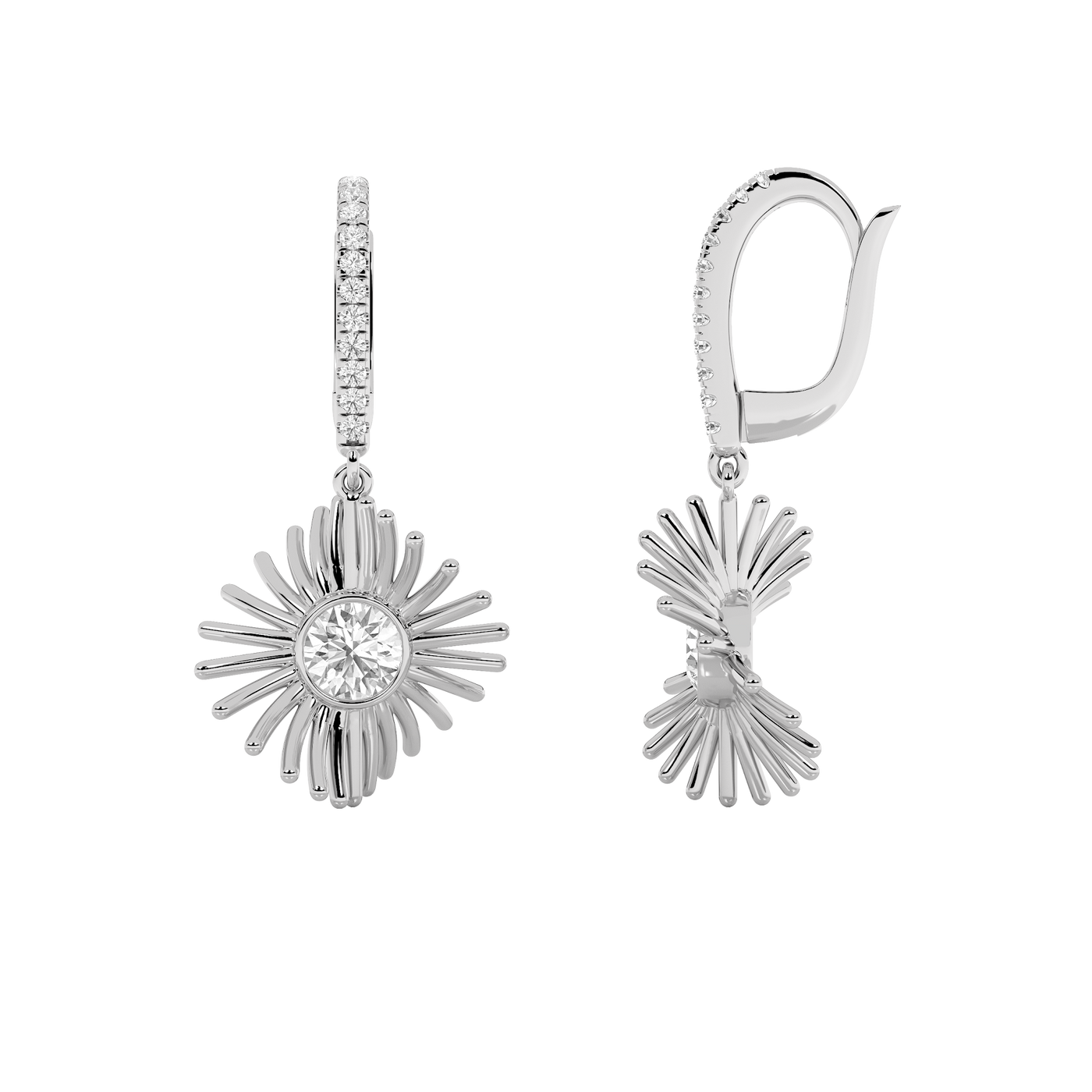 14KW 2ctw Lab Diamond Dangle Drop Earrings F+VS+