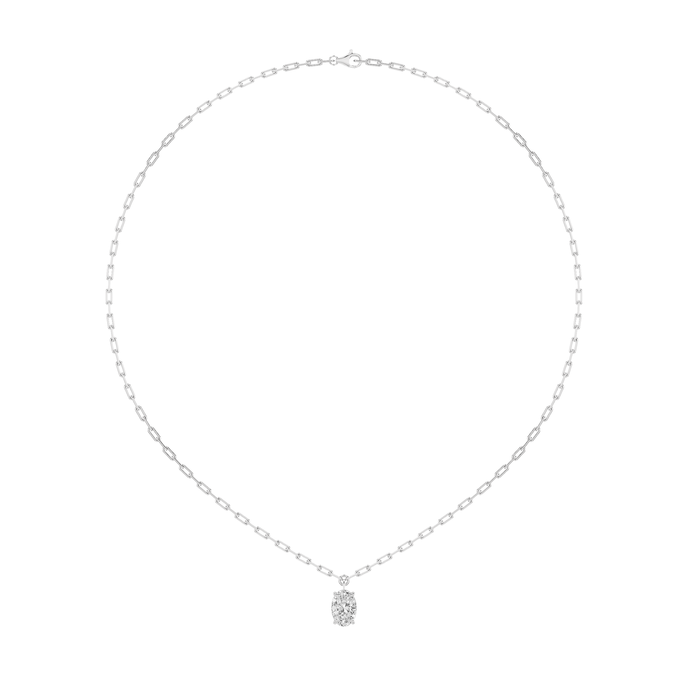 14KW 2ct Lab Diamond Oval Pendant Necklace