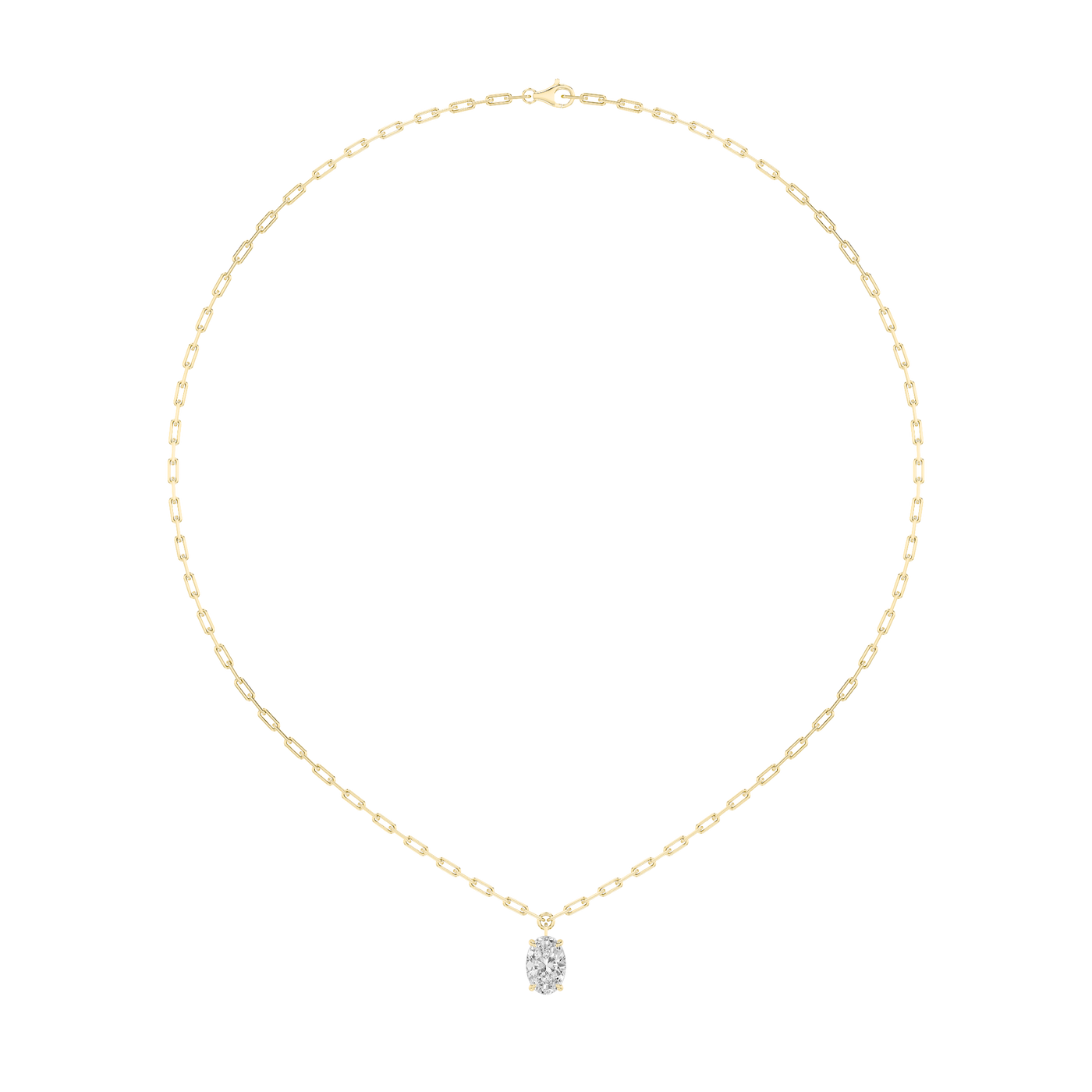 14KY 2ct Lab Diamond Oval Pendant Necklace