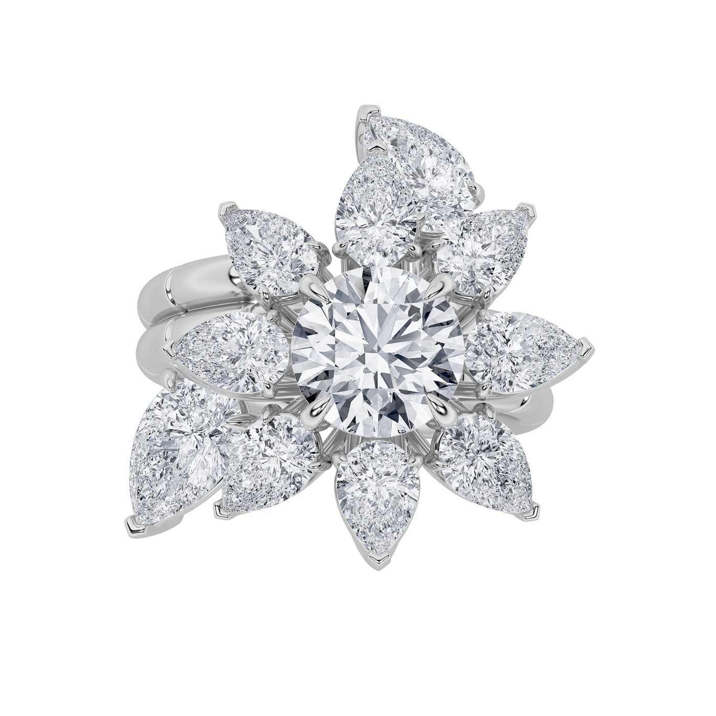 14KW 6.5ct Lab Diamond Clusters Ring F+VS+