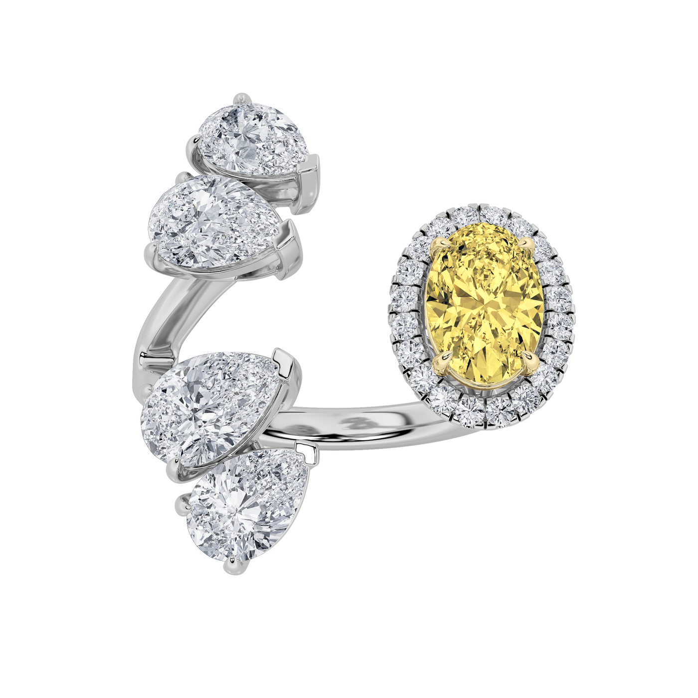 14K White Gold 1ct Oval Lab Diamond Halo Ring