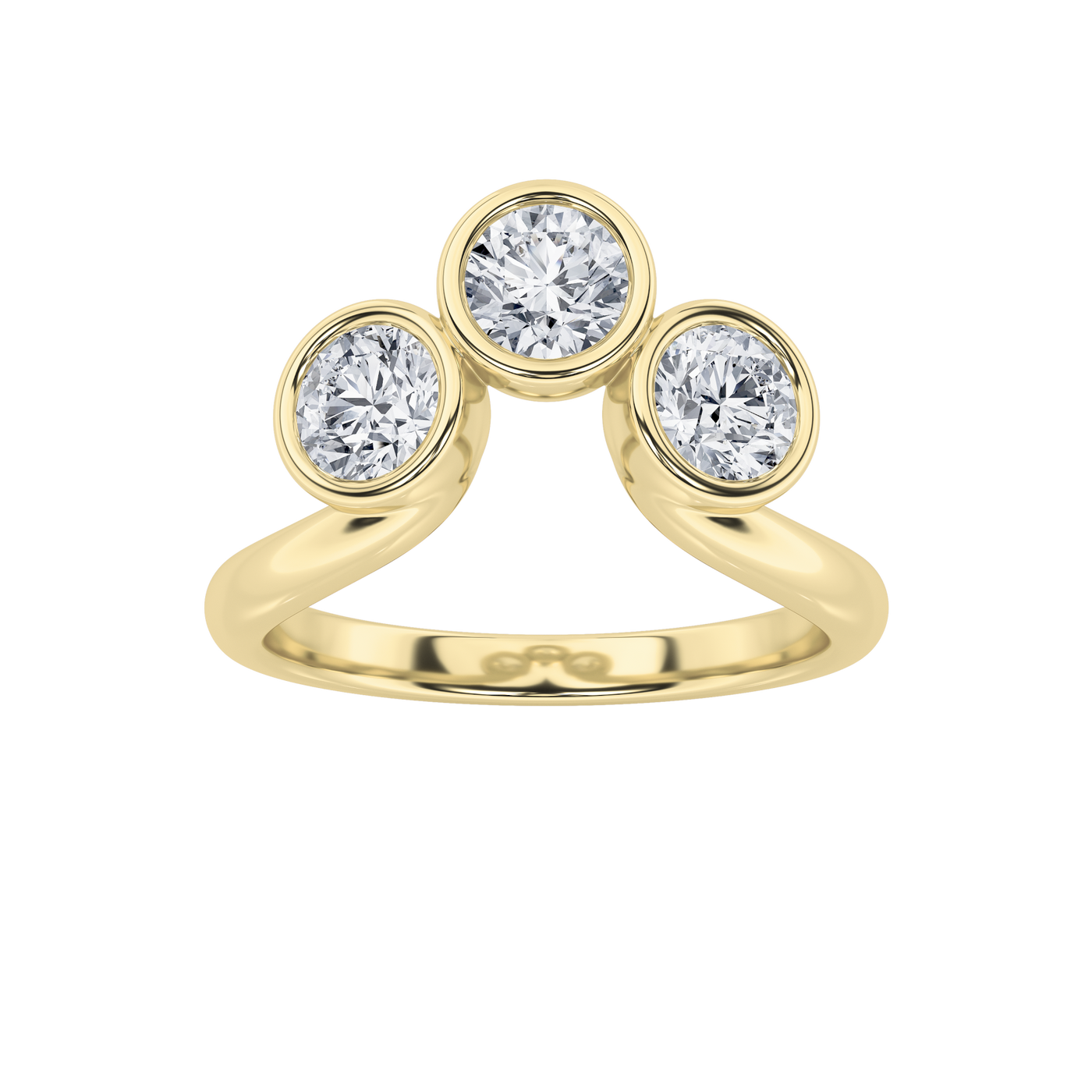 14KY 1ct Lab Diamond Three-Stone Ring Sz 7