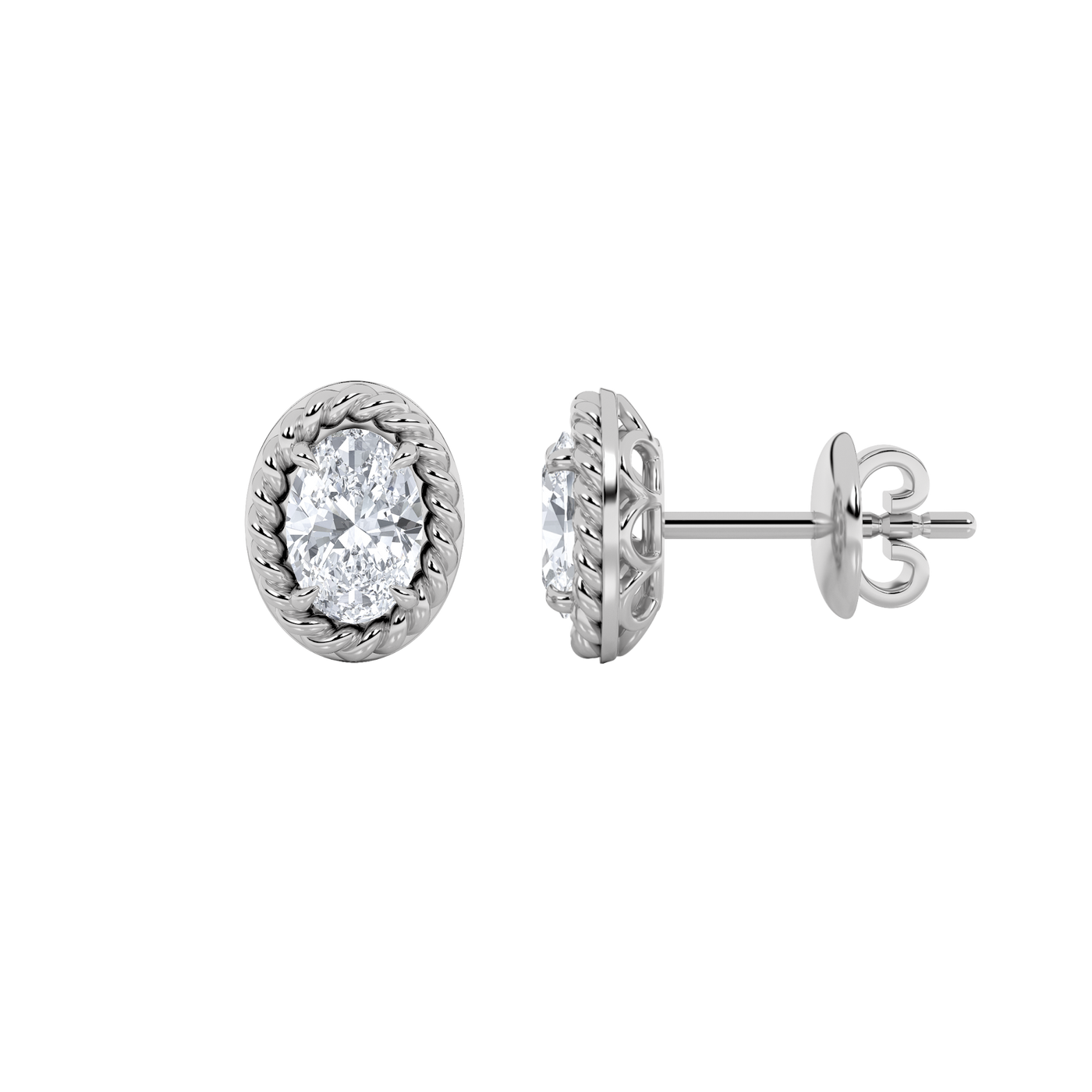 14KW 2ct Lab Diamond Oval Stud Earrings