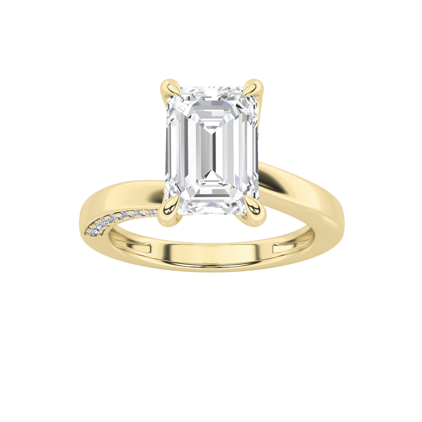 14KY 2ct Lab Diamond Emerald Solitaire Ring