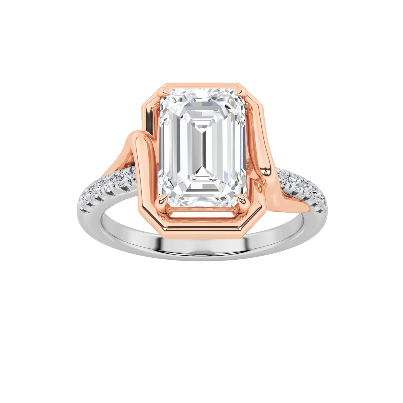 14K White Gold 2.5ct Lab Diamond Emerald Solitaire Ring