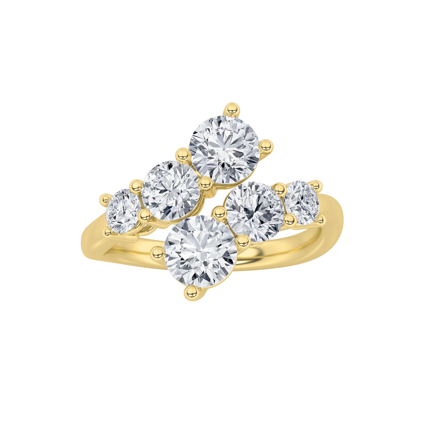 14K Yellow Gold 2ctw Lab Diamond Cluster Ring F+VS+