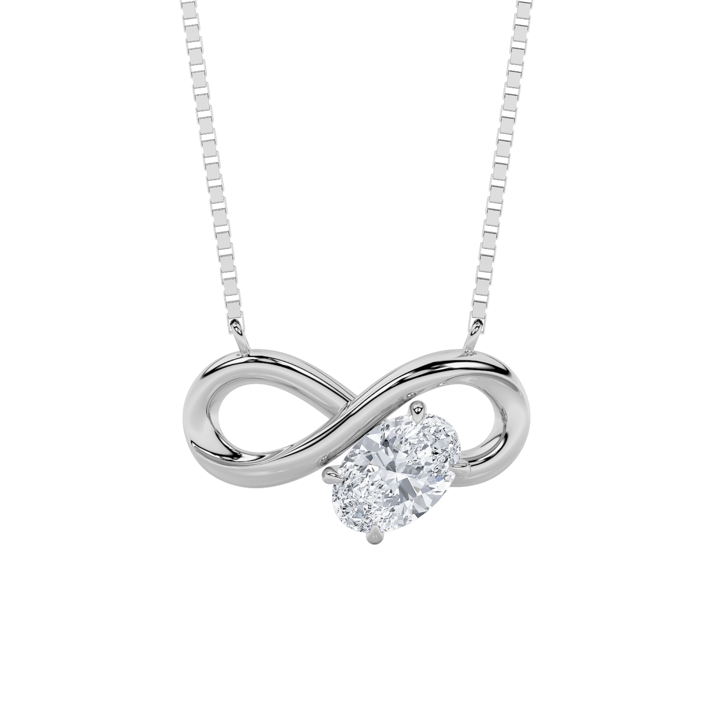 14K White Gold Lab Diamond Oval Pendant 0.5ct