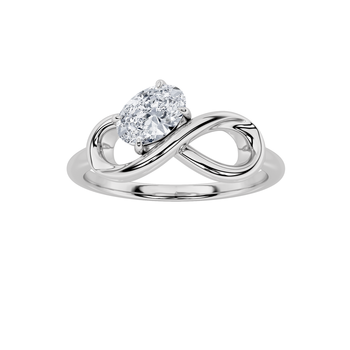 14K White Gold Lab Diamond Oval Solitaire Ring 0.50ct