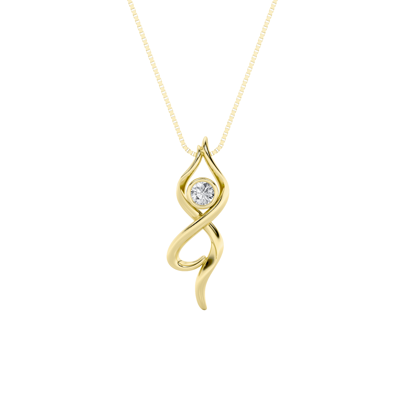 14KY Lab Diamond Pendant 0.20ct F+VS+ Contemporary Design