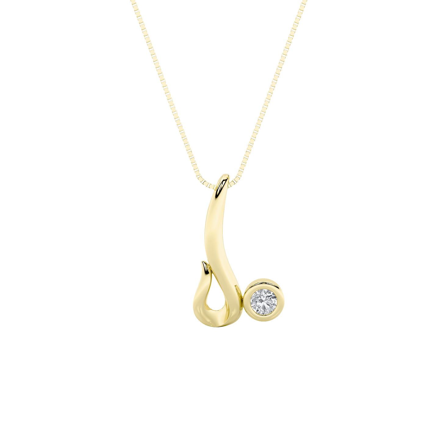 14KY Lab Diamond Pendant 0.20ct F+VS+ Contemporary Design