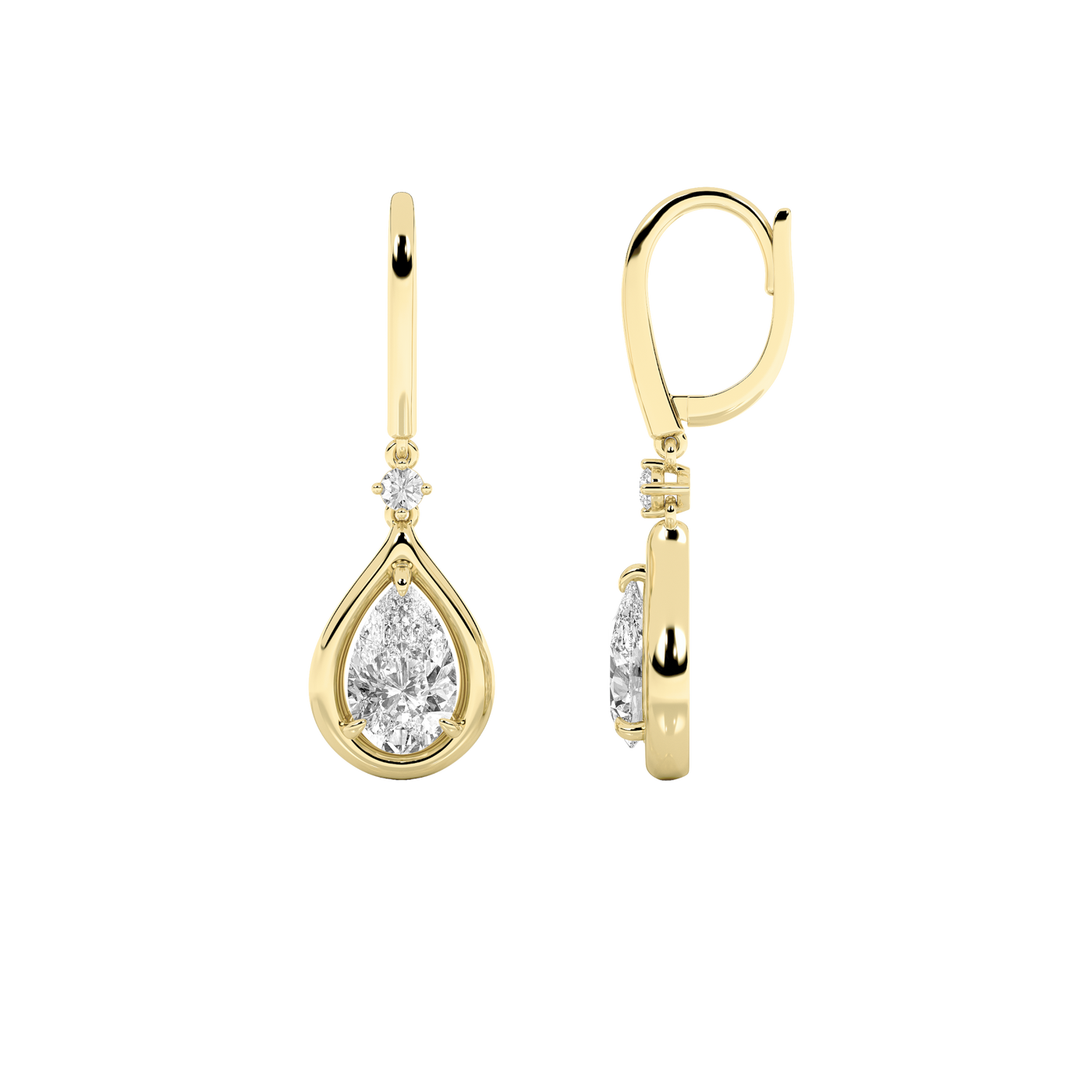 14KY 2ct Lab Diamond Leverback Earrings F/VS+ Precision Cut