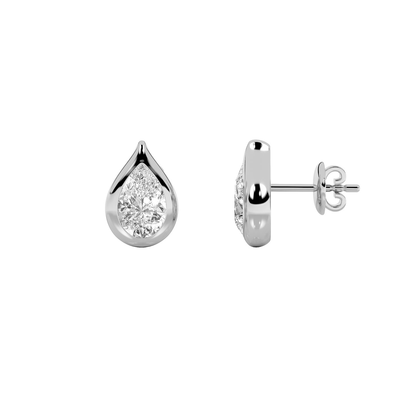 14KW 2ct Lab Diamond Princess Stud Earrings
